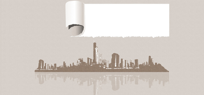 灰色建筑街景手绘淘宝背景banner高清