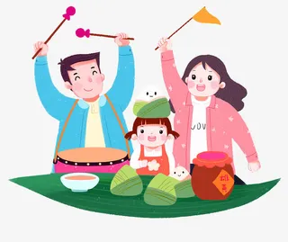可爱人物插图端午节习俗插画免抠