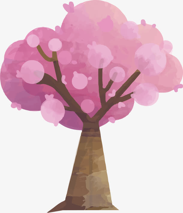粉色樱花树矢量素材免抠