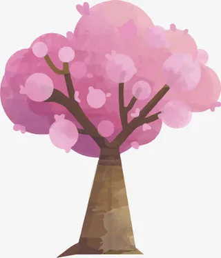 粉色樱花树矢量素材免抠
