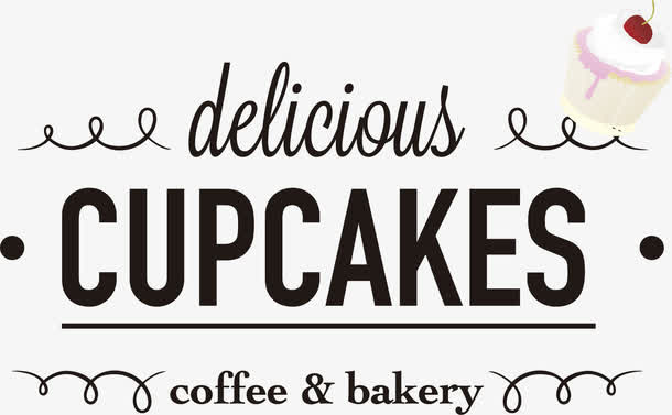 咖啡甜点艺术字标签矢量素材免抠