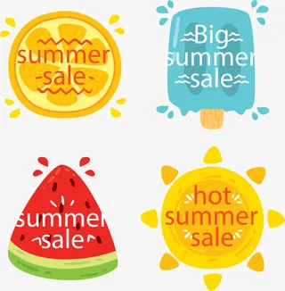 矢量手绘夏日图案免抠