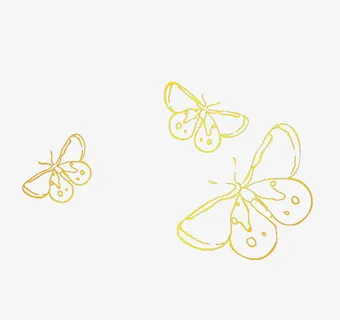金色描边蝴蝶春天免抠动植物动物元素