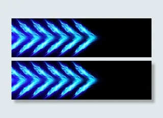 蓝色火焰箭头banner背景免抠