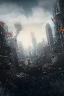 硝烟弥漫的废墟高清