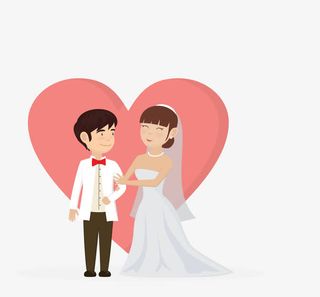 矢量爱心下的恋人免抠