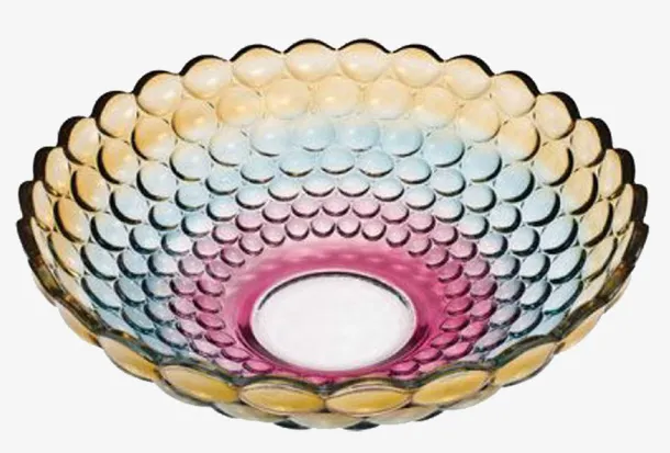 欧式琉璃彩色水晶玻璃水果盘免抠