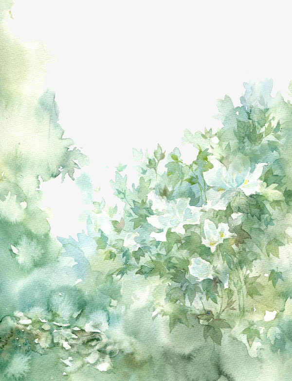唯美中国古风水彩插画免抠