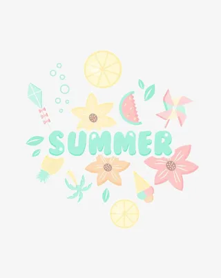 夏季英文艺术字免抠