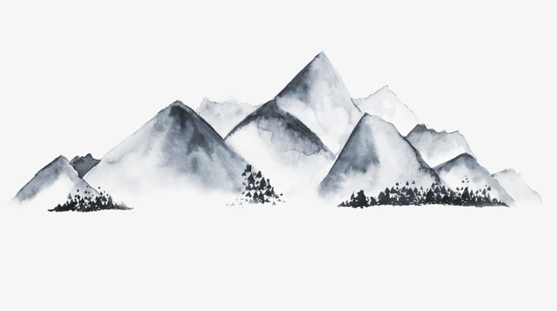 手绘水墨中国风山脉免抠