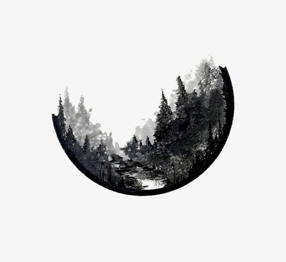 水彩树林免抠