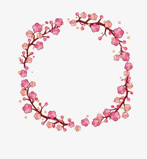 矢量樱花圆框免抠