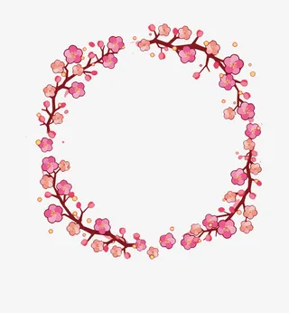 矢量樱花圆框免抠