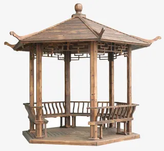 防腐木六角凉亭免抠