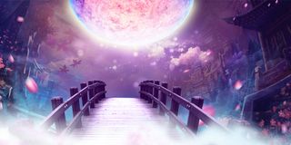 梦幻仙境木桥七夕节背景高清