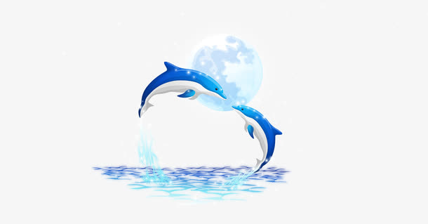 浪漫月光海豚矢量素材免抠