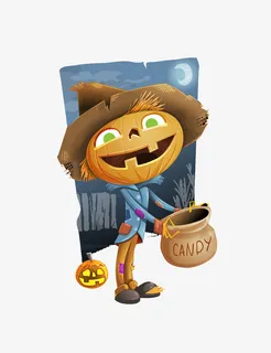 万圣节南瓜怪拿着罐子免抠