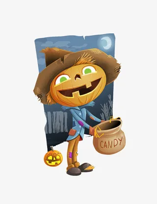 万圣节南瓜怪拿着罐子免抠