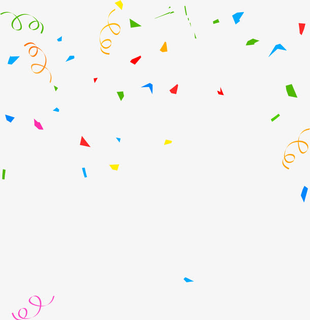 多彩清新彩带礼花免抠漂浮彩带元素
