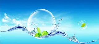 淘宝化妆品护肤面膜清新水珠树叶背景banner