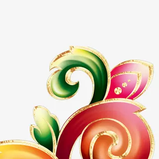 春节花形边框纹理免抠