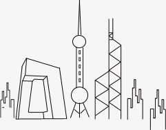 线条建筑免抠