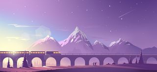 火车小清新背景装饰高清