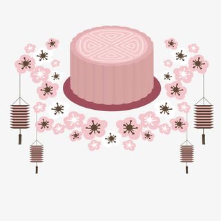 矢量粉色月饼免抠