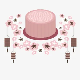 矢量粉色月饼免抠