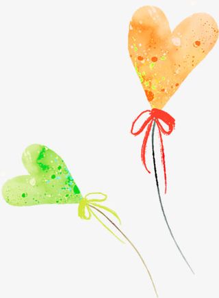 教师节彩色手绘爱心免抠