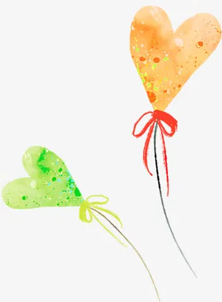 教师节彩色手绘爱心免抠