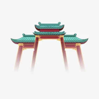 古建筑大门国潮免抠