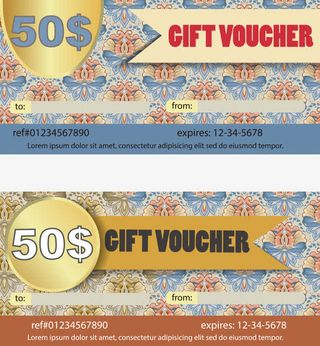矢量复古花纹抵用券免抠