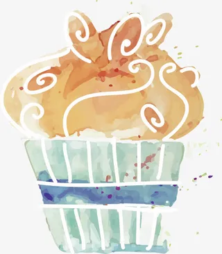 手绘水彩甜点免抠