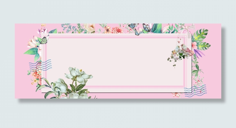 春季上新几何花朵浪漫粉banner高清