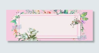 春季上新几何花朵浪漫粉banner高清