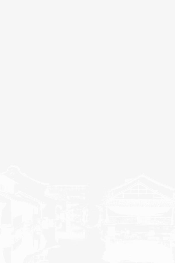 白色线稿南方古建筑免抠