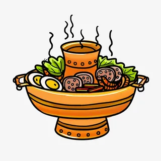立冬手绘重庆火锅热气腾腾卡通元素免抠