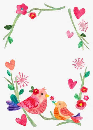 水彩绘花母亲节祝福卡矢量图免抠