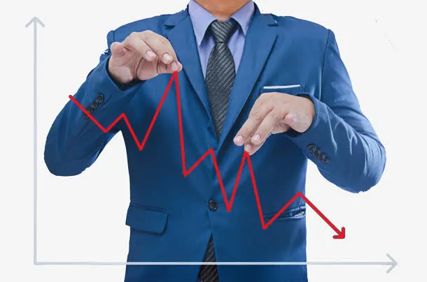 拉着数据折线图的商务人士免抠