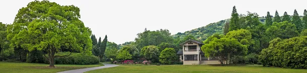 郊区绿色全景图免抠
