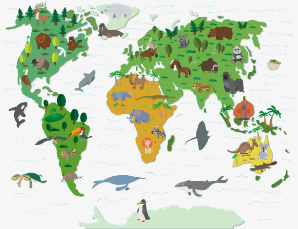 动物海洋陆地分布免抠