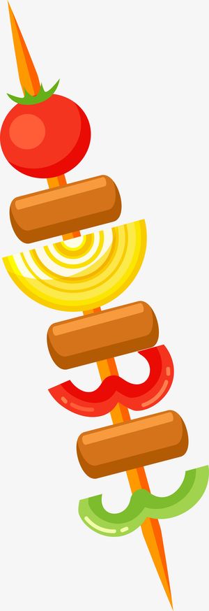扁平卡通美味烤串免抠