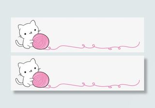 玩毛线球的猫咪可爱分割线免抠