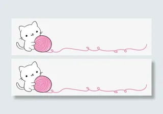 玩毛线球的猫咪可爱分割线免抠