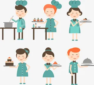 男女服务员免抠