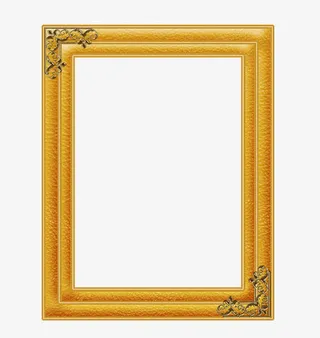 长方形黄色高档边框免抠