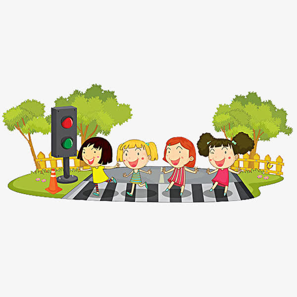 过马路的孩子免抠