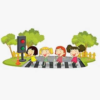 过马路的孩子免抠