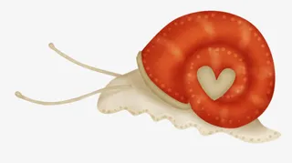 手绘红色壳的蜗牛免抠